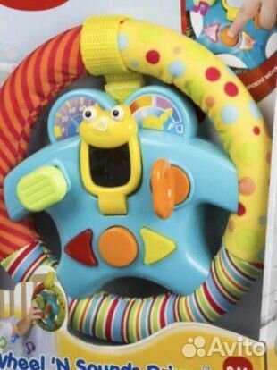 Музыкальный развивающий руль голубой