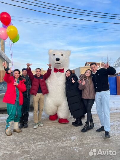 Танцующий Белый мишка Поздравление Аниматор