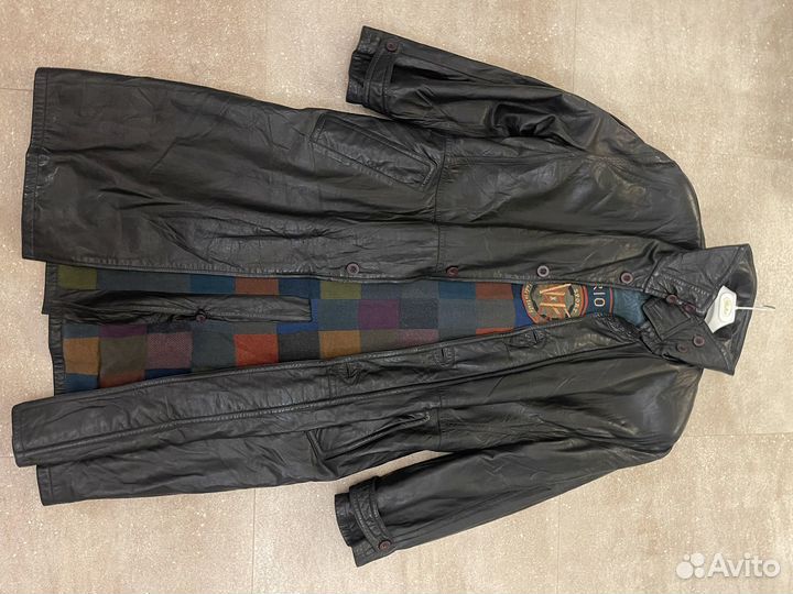 Винтажное мужское кожаное пальто