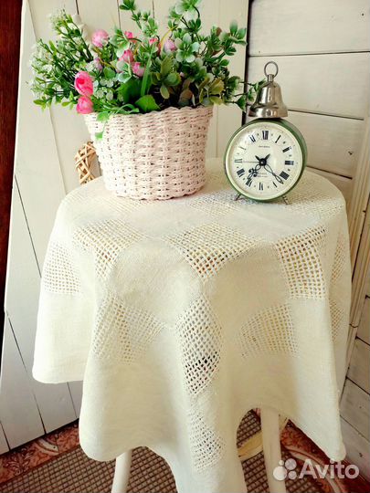 Скатерть вязаная ручная работа хлопок винтаж