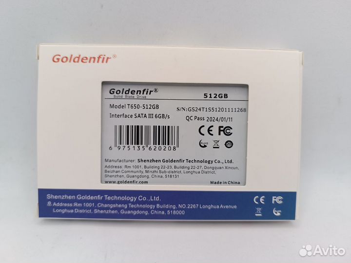 Новый SSD накопитель Goldenfir 512gb T650-512GB