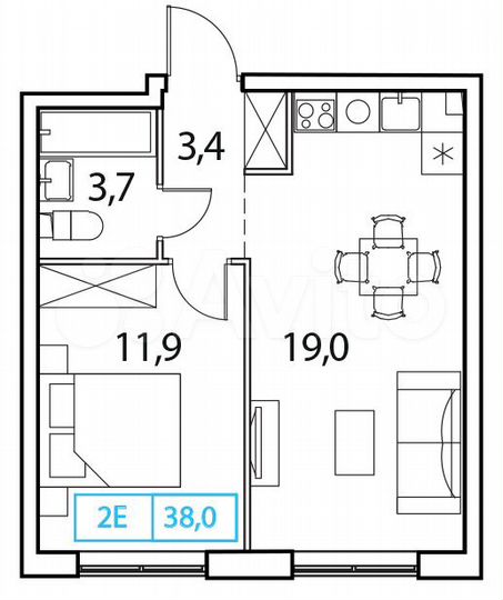 2-к. квартира, 38 м², 17/17 эт.