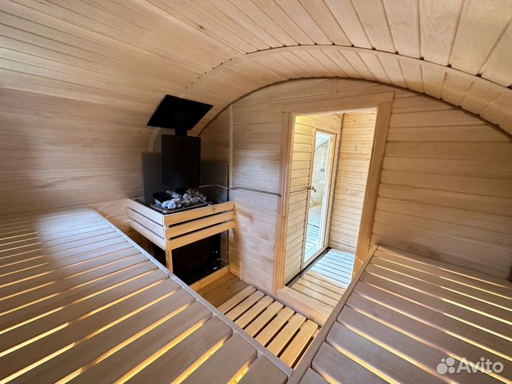 Баня бочка на дровах