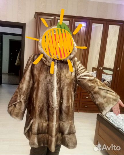 Шуба норковая с капюшоном