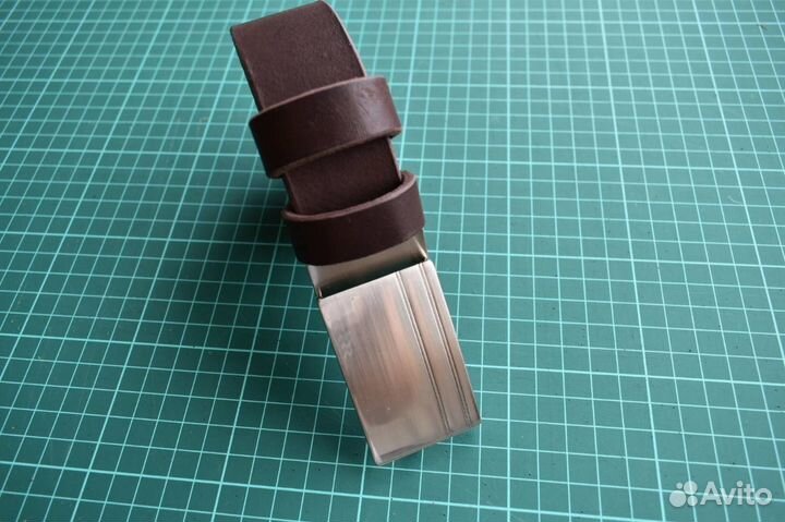 Ремень т.коричневый пряжка сталь. Ручная работа