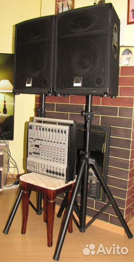 Колонки Wharfedale 1200W Активный Микшер Треноги