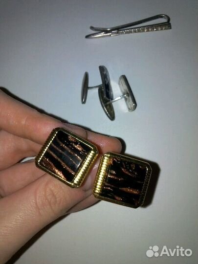 Запонки мужские и держатель для галстука СССР