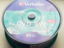 Диски DVD - RW Verbatim 4.7gb 4x 25 шт. Запечатан