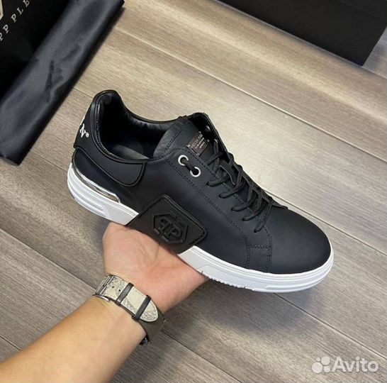 Кожаные кеды Philipp Plein premium.Кроссовки