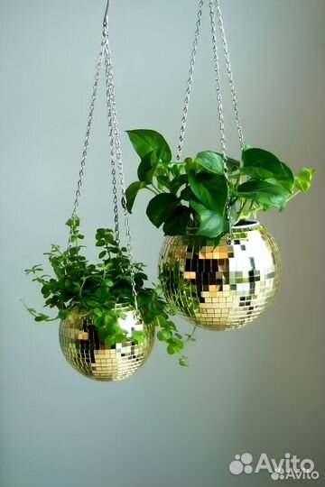 Кашпо из диско шара / кашпо из зеркальной мозаики