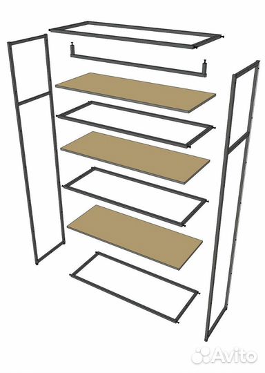 Стеллаж для одежды в стиле Лофт A22120-11-чб