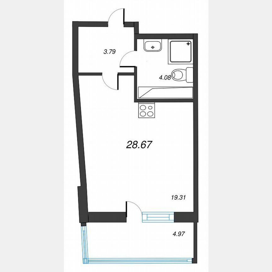 Квартира-студия, 32,2 м², 15/22 эт.