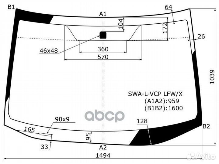 Стекло лобовое в клей honda CR-V 2006- SWA-L-VCP