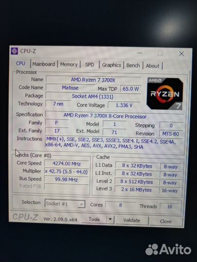 Процессор Ryzen 7 3700x