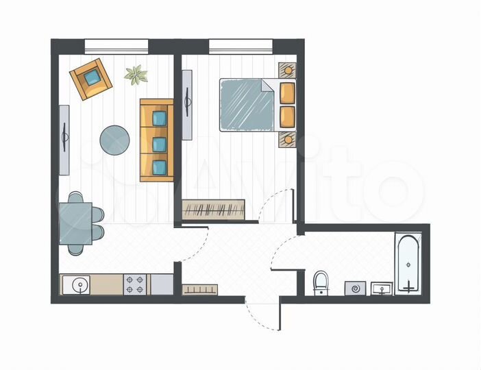 2-к. квартира, 45,6 м², 3/17 эт.