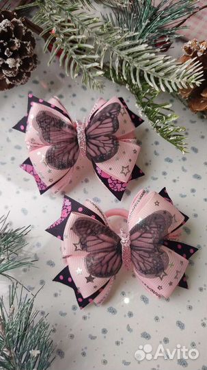 Бантики бабочки, резинки для волос