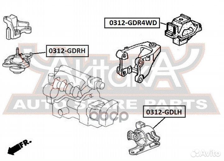 Подушка двигателя задняя 4WD 0312GDR4WD asva