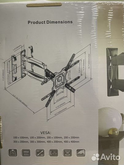 Кронштейн для тв поворотный наклонный 32/60