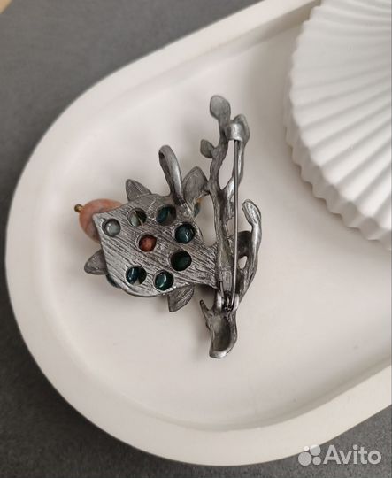 Брошь 2 в 1 из натуральных камней