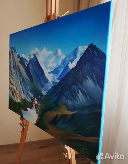Картина маслом горный пейзаж Алтай Россия горы