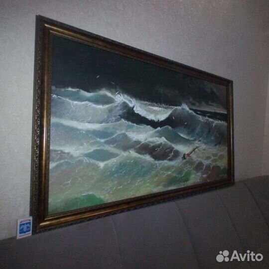 Картина маслом на холсте (бушующее море)