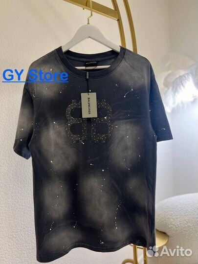 Balenciaga футболка со стразами (топ 2024)