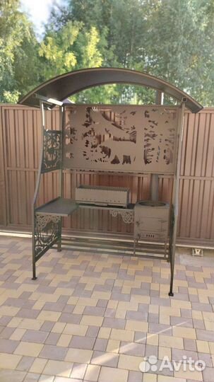 Мангал, гриль зона с печью под казан