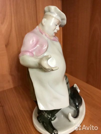 Фарфоровая статуэтка Кот и Повар СССР