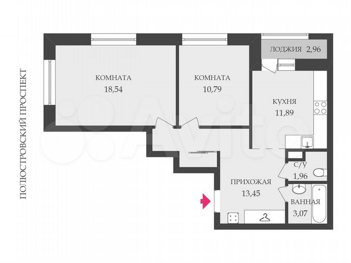 2-к. квартира, 62,5 м², 7/22 эт.