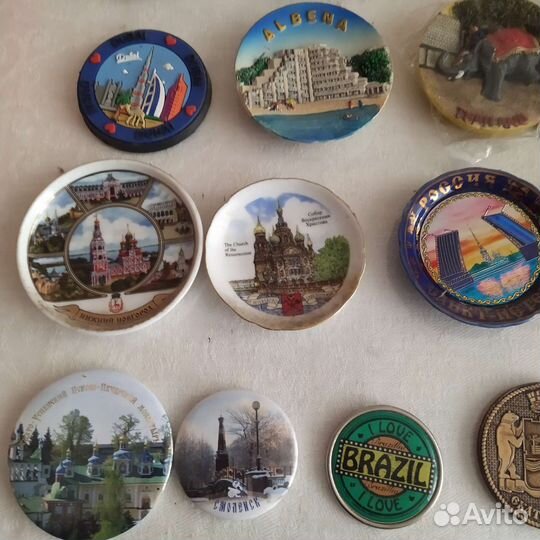 Магниты географические, круглые, тарелочки