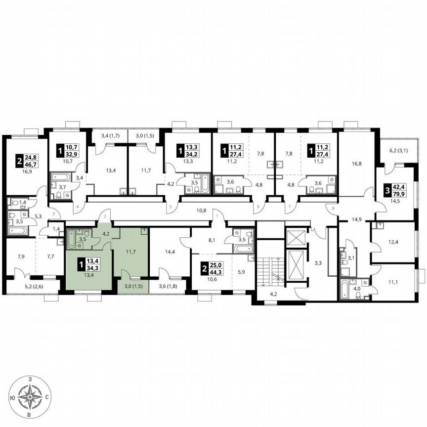 1-к. квартира, 34,3 м², 12/12 эт.