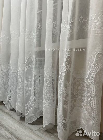 Тюль лен с вышивкой Турция новый