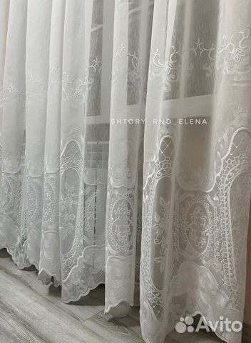 Тюль лен с вышивкой Турция новый