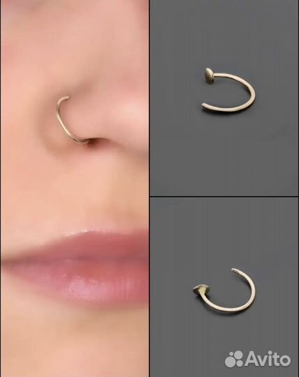 Пирсинг в нос золото 585