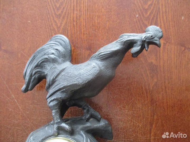 Каминные чугунные часы Петух