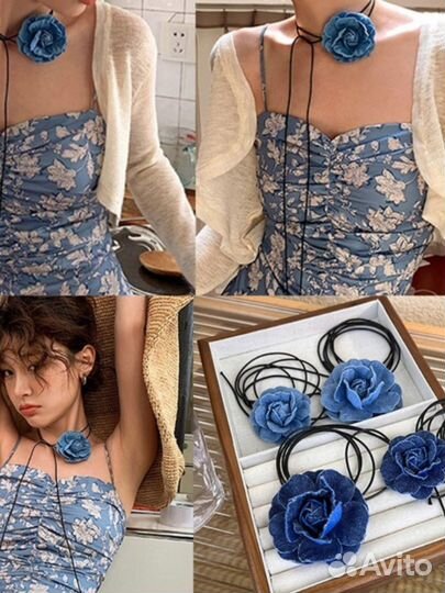 Чокер с сердцем и чокер с розой