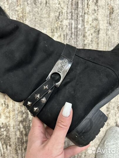 Сапоги женские зимние замшевые