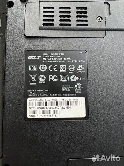 Ноутбук acer aspire 5551G