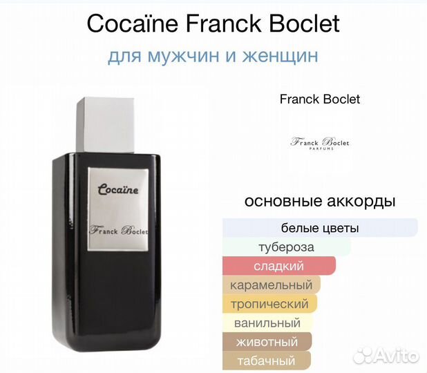 Духи VIP качества Cocaïne Franck Boclet 100мл