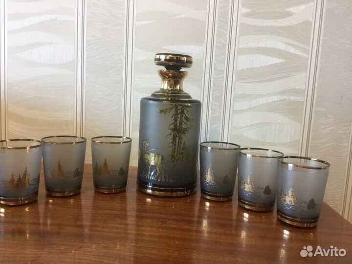 Винный набор из богемского стекла Чехословакия