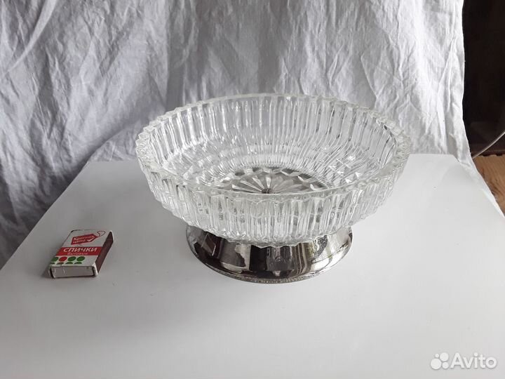 Ваза хрустальная Фруктовница Мельхиор СССР