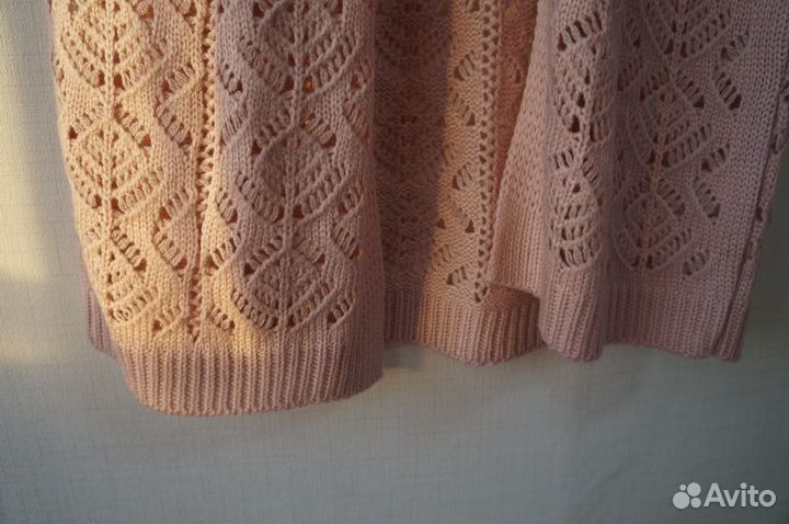 Ажурный / вязаный кардиган нежно-розовый 42-44 р-р