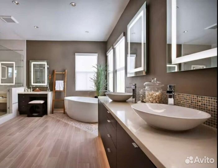 Зеркало парящее с подсветкой в ванную