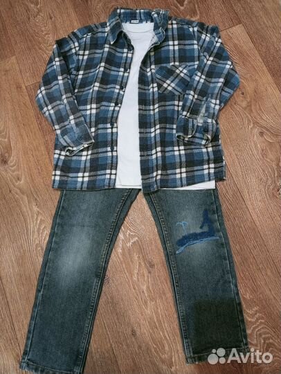 Рубашка+джинсы+футболка 122р