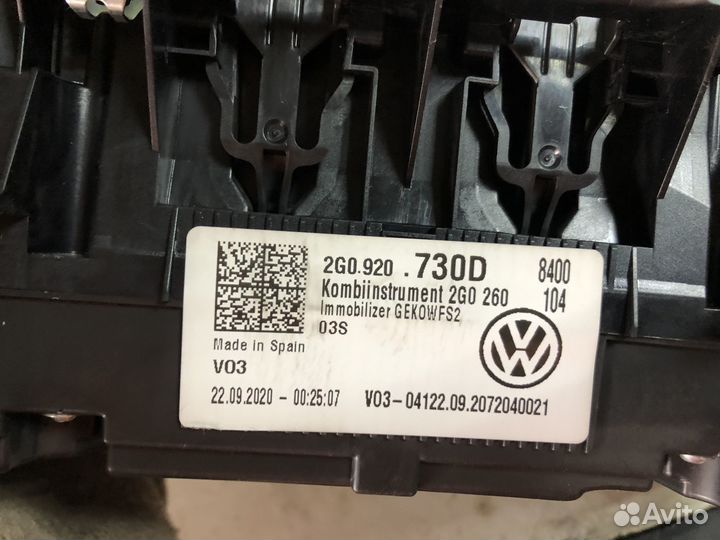 Панель приборов Volkswagen Polo 6