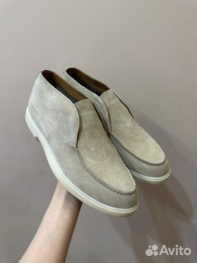 Лоферы зимние женские замшевые натуральный мех