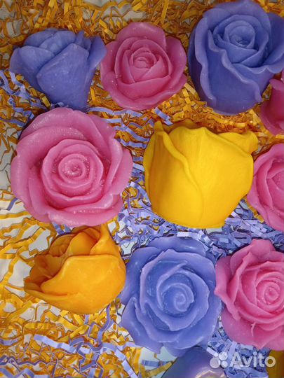 Мыло ручной работы, подарочное, розы мишка бабочка
