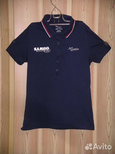 Поло детское.Russia Sambo-70.Тёмно-синий и белый