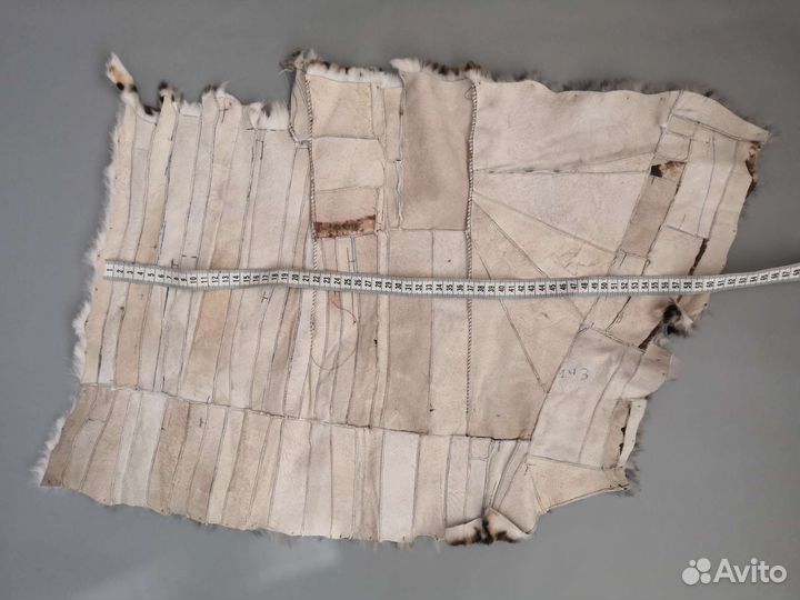 Мех кролика кусковой, сшитый. Выделанные шкурки