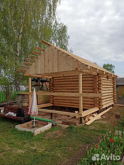 Срубы бань с установкой под крышу